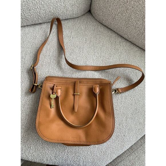 Fossil Ryder Brown Cowhide Leather Double Handles Satchel/Crossbody/Shoulder Bag - Picture 1 of 13